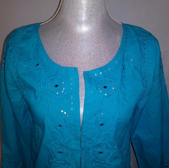 🍂🍁Calypso St. Barth Embroidery Shirt 3/4Sleeves - Picture 2 of 8